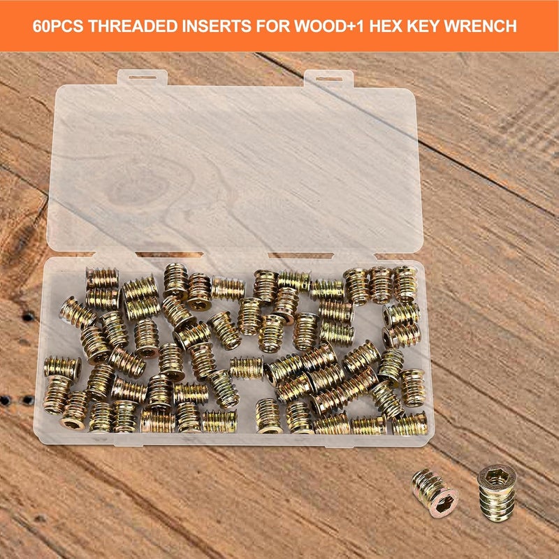 CARLWIN Premium Threaded Inserts for Wood, 60 Pieces 1/4""-20 Wood Inserts, Steel Threaded Inserts for Furniture (1/4""-20 x 15mm) - Image 3